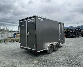 Thumbnail Photo of 2026 Royal Cargo 7X14 V Nose 7700LB GVW BARN DOORS Charcoal Grey Enclosed Cargo Trailer Extra Tall