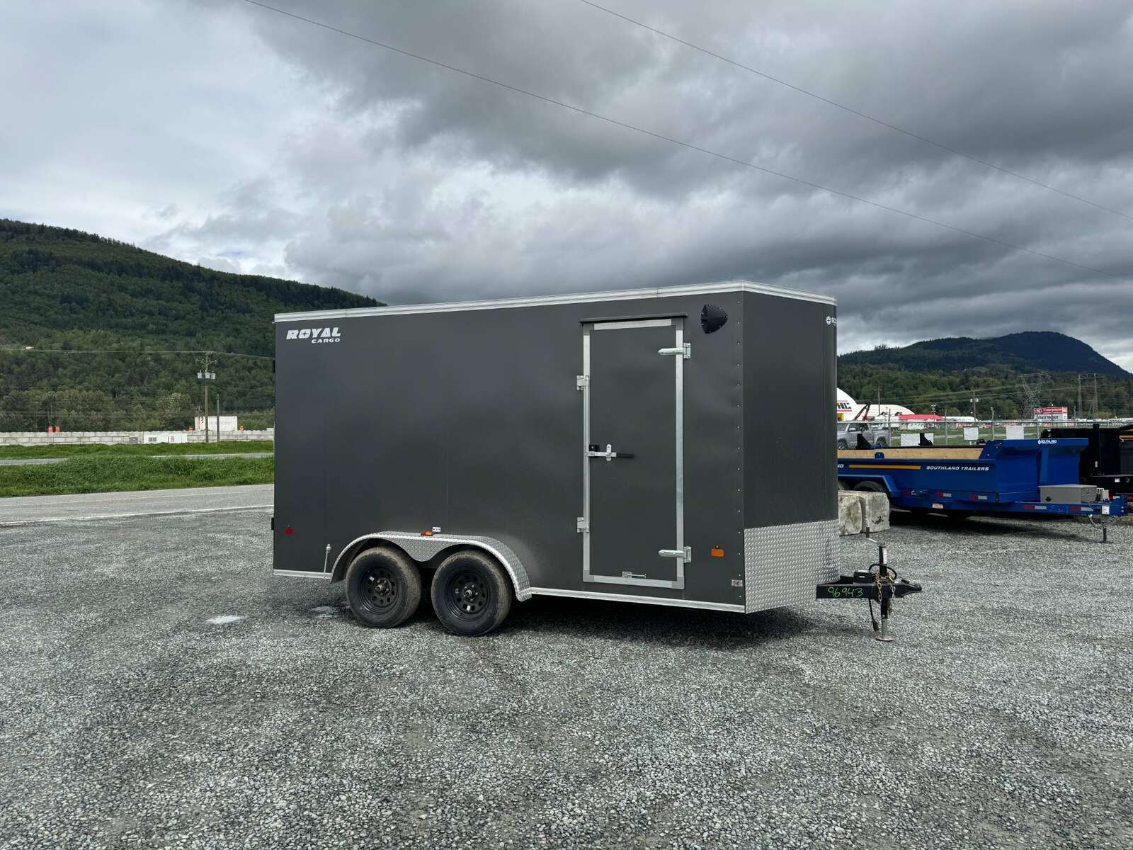 Photo of 2026 Royal Cargo 7X14 V Nose 7700LB GVW BARN DOORS Charcoal Grey Enclosed Cargo Trailer Extra Tall