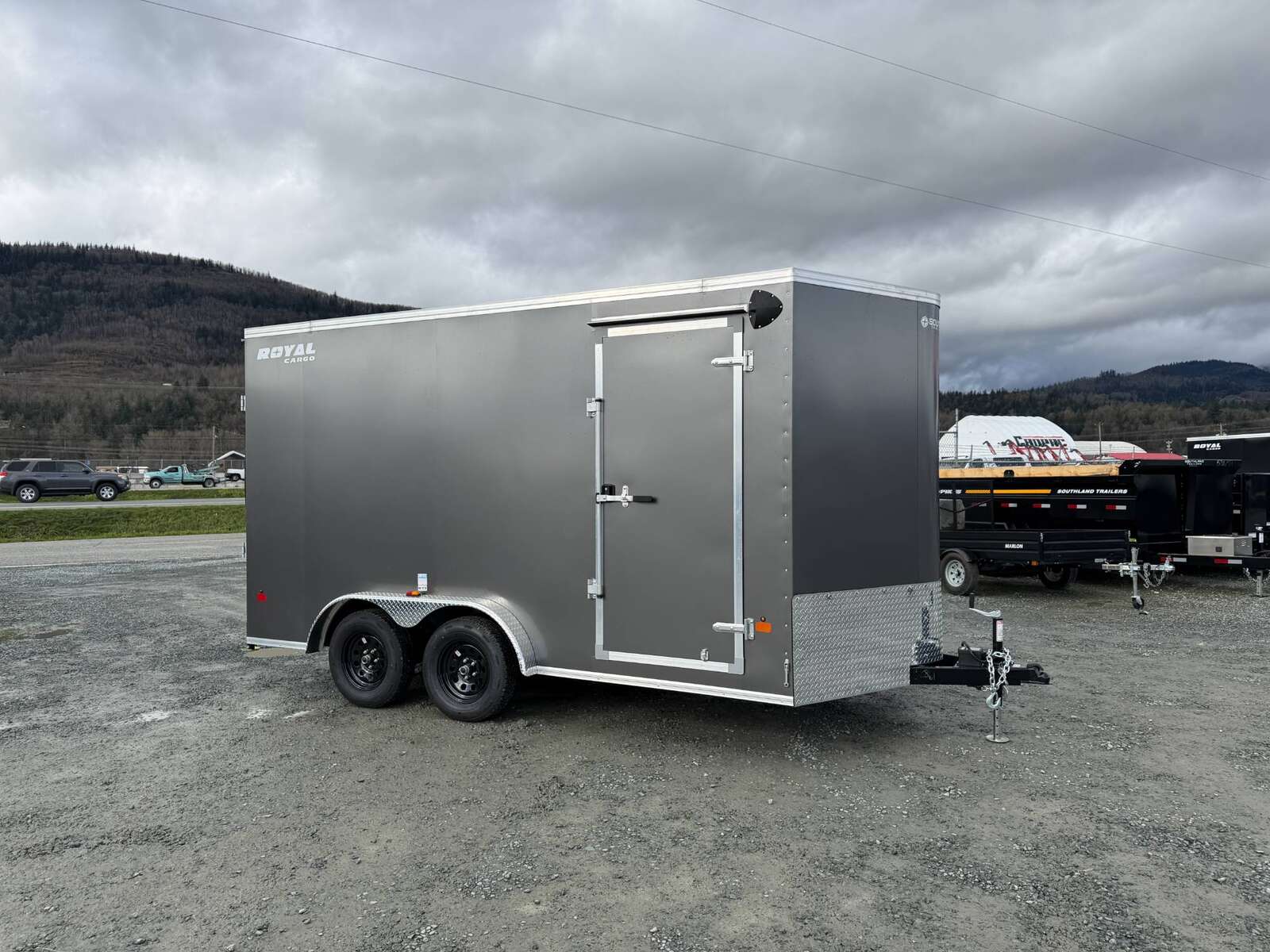 Photo of 2026 Royal 7.5X14 Cargo / Enclosed Trailer RAMP DOOR EXTRA HEIGHT 7700LB GVW Charcoal Grey (GSR)
