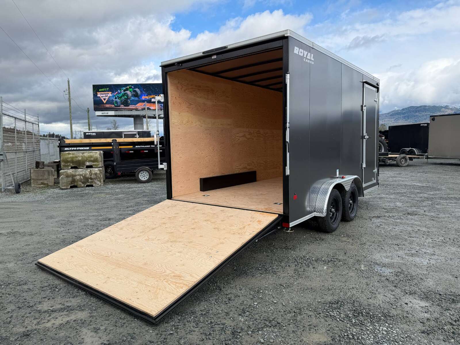 Photo of 2026 Royal 7.5X14 Cargo / Enclosed Trailer RAMP DOOR EXTRA HEIGHT 7700LB GVW Charcoal Grey (GSR)