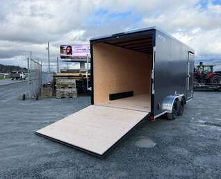 Thumbnail Photo of 2026 Royal 7.5X16 V-NOSE RAMP DOOR EXTRA HEIGHT Cargo / Enclosed Trailer Pewter w/ Blackout Package 7700lb GVW (GSR)