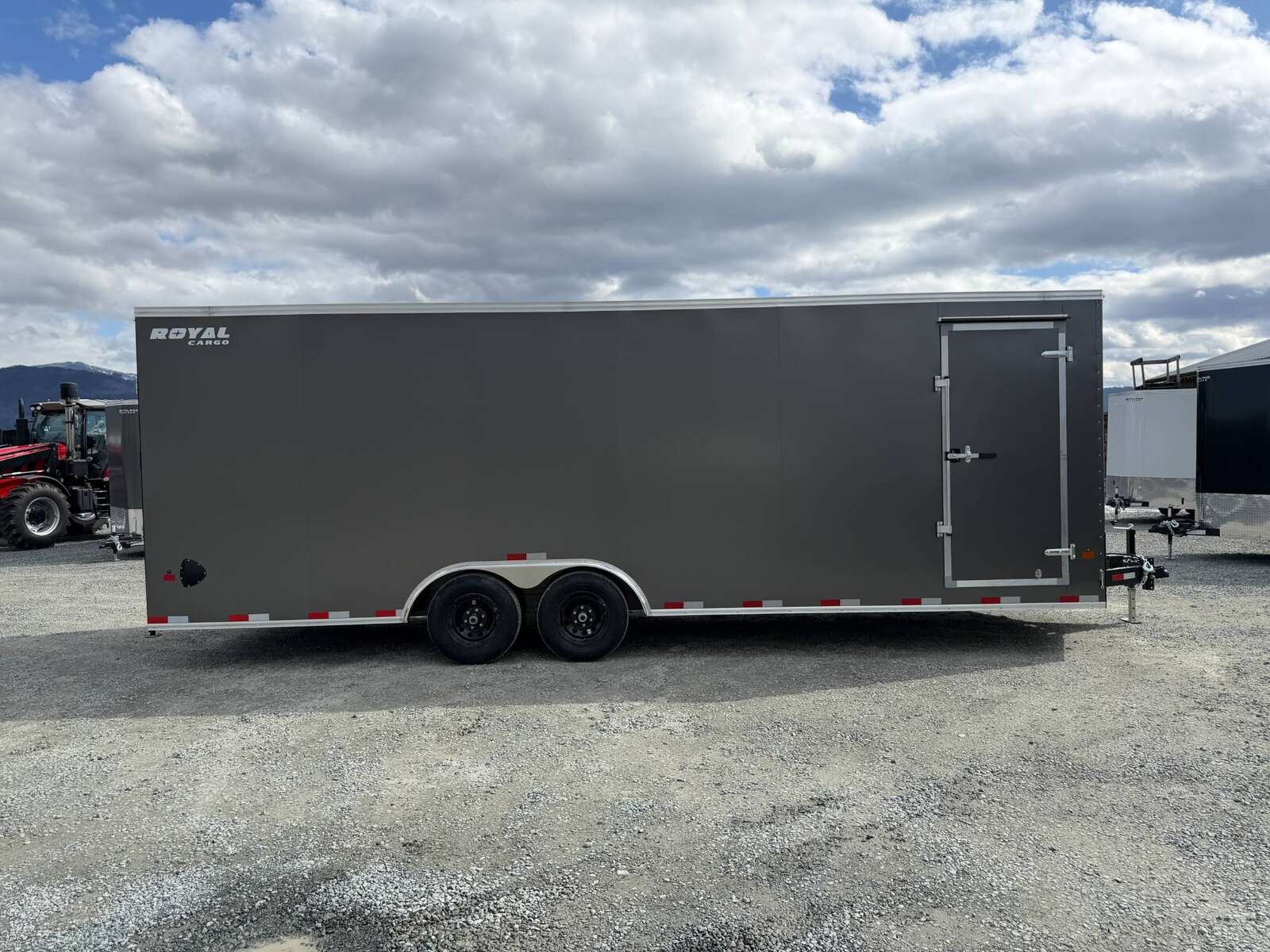 Photo of **SCRATCH SALE** 2026 Royal Cargo 8.5x24 V Nose Car Hauler Cargo / Enclosed Trailer 11,400lb GVW Charcoal Grey Ramp Door Extra Height (GSR)