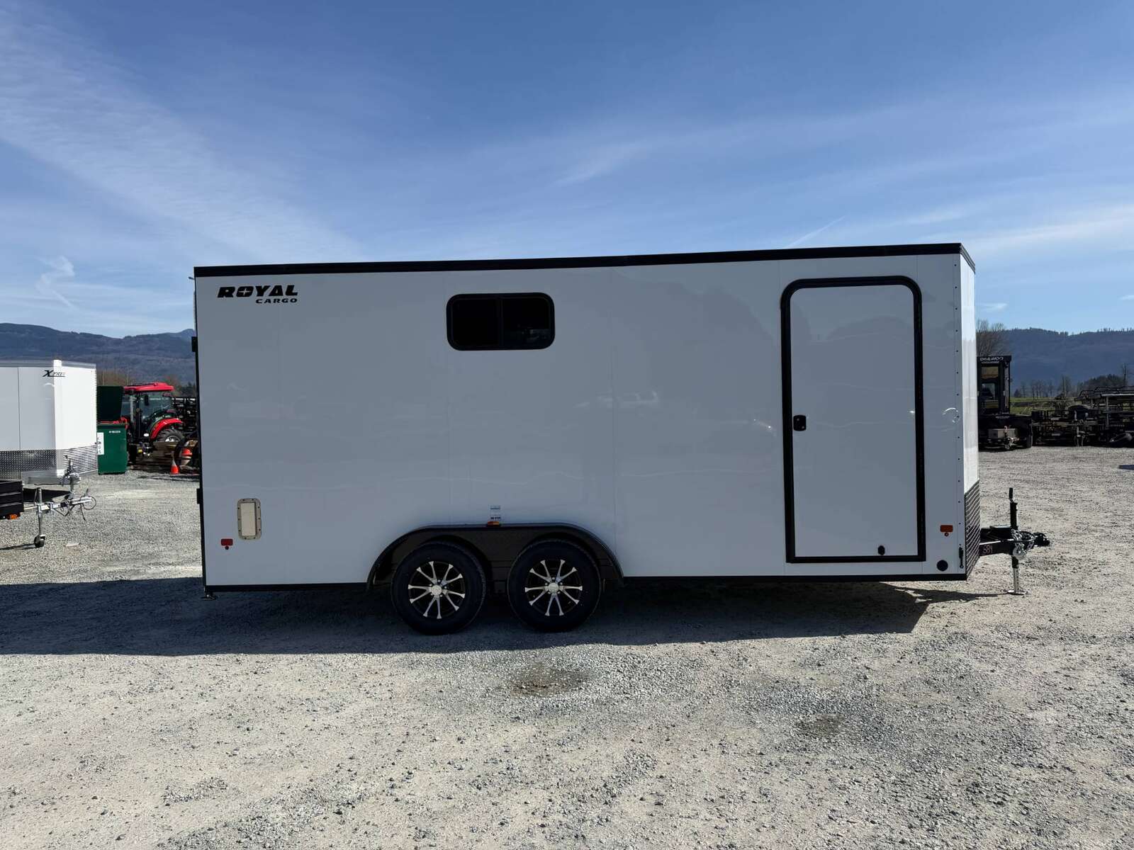 Photo of 2026 Royal 7.5x18 Cargo Enclosed Trailer Insulated Camping Package w/ Black Trim, Side Windows, Ramp Door, White