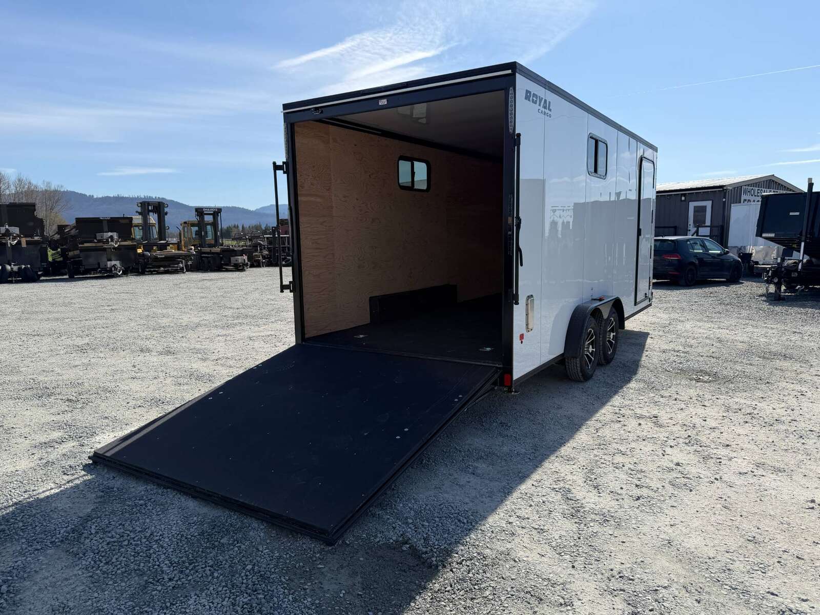 Photo of 2026 Royal 7.5x18 Cargo Enclosed Trailer Insulated Camping Package w/ Black Trim, Side Windows, Ramp Door, White
