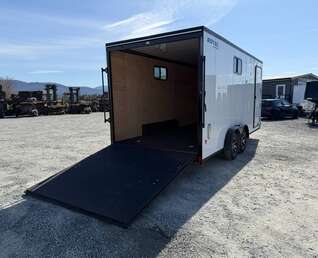 Thumbnail Photo of 2026 Royal 7.5x18 Cargo Enclosed Trailer Insulated Camping Package w/ Black Trim, Side Windows, Ramp Door, White