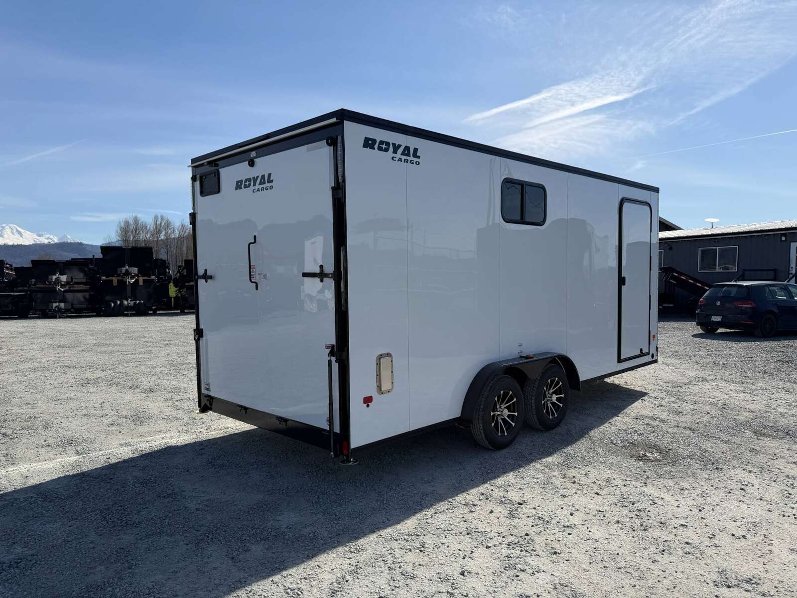 Photo of 2026 Royal 7.5x18 Cargo Enclosed Trailer Insulated Camping Package w/ Black Trim, Side Windows, Ramp Door, White