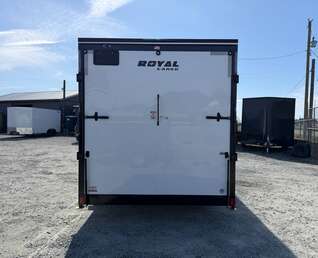 Thumbnail Photo of 2026 Royal 7.5x18 Cargo Enclosed Trailer Insulated Camping Package w/ Black Trim, Side Windows, Ramp Door, White