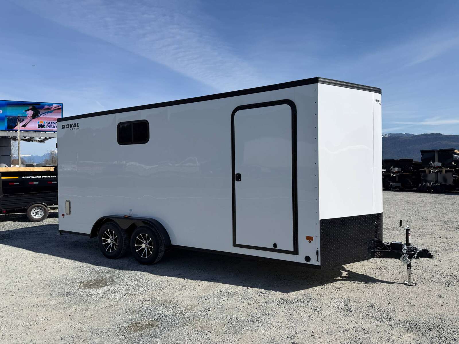 Photo of 2026 Royal 7.5x18 Cargo Enclosed Trailer Insulated Camping Package w/ Black Trim, Side Windows, Ramp Door, White