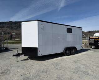 Thumbnail Photo of 2026 Royal 7.5x18 Cargo Enclosed Trailer Insulated Camping Package w/ Black Trim, Side Windows, Ramp Door, White