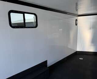 Thumbnail Photo of 2026 Royal 8.5x20 V Nose Cargo Enclosed Trailer Camping Package Blue w/ Blackout Pkg, Insulated, Ramp Door, White Walls, 2x Windows & More!