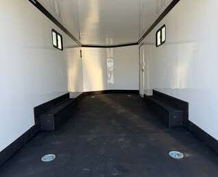 Thumbnail Photo of 2026 Royal 8.5x20 V Nose Cargo Enclosed Trailer Camping Package Blue w/ Blackout Pkg, Insulated, Ramp Door, White Walls, 2x Windows & More!