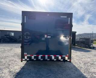 Thumbnail Photo of 2026 Royal 8.5x20 V Nose Cargo Enclosed Trailer Camping Package Blue w/ Blackout Pkg, Insulated, Ramp Door, White Walls, 2x Windows & More!