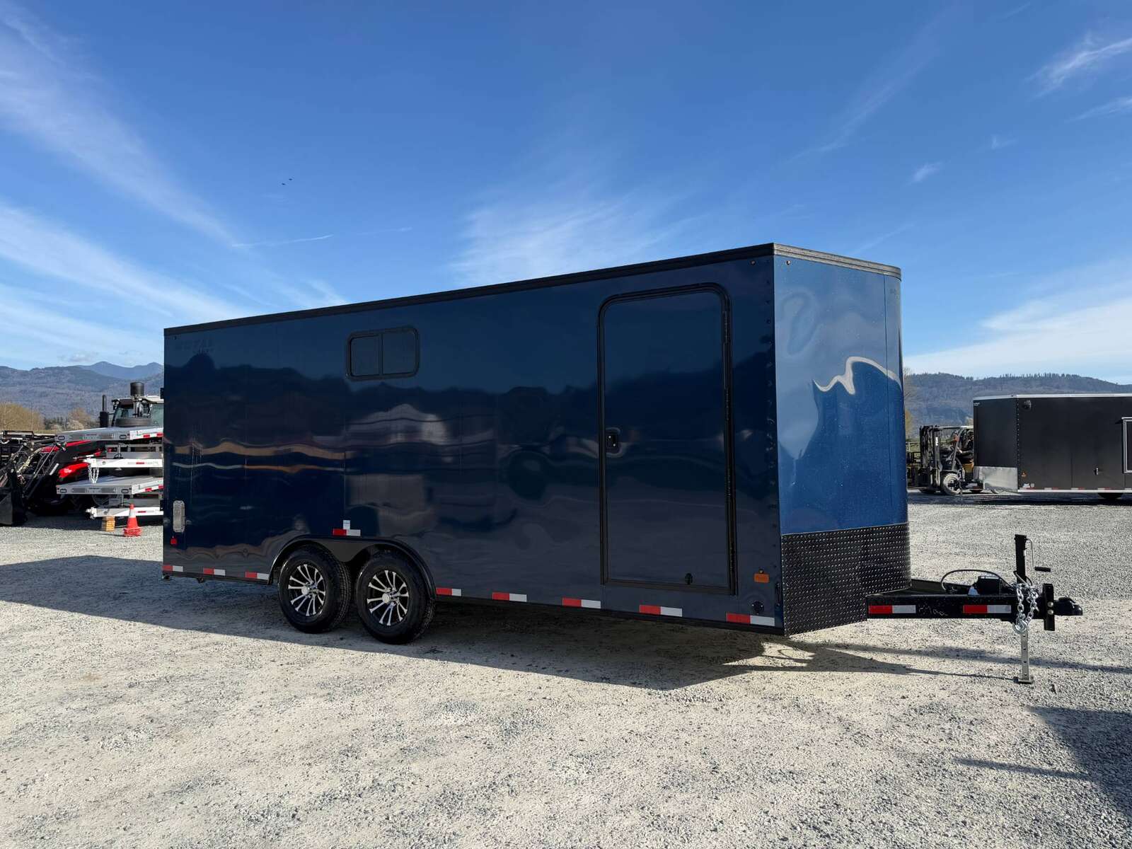 Photo of 2026 Royal 8.5x20 V Nose Cargo Enclosed Trailer Camping Package Blue w/ Blackout Pkg, Insulated, Ramp Door, White Walls, 2x Windows & More!