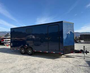 Thumbnail Photo of 2026 Royal 8.5x20 V Nose Cargo Enclosed Trailer Camping Package Blue w/ Blackout Pkg, Insulated, Ramp Door, White Walls, 2x Windows & More!