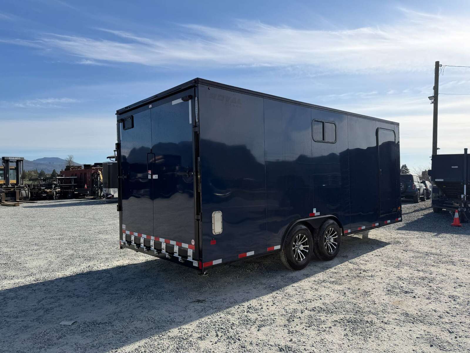 Photo of 2026 Royal 8.5x20 V Nose Cargo Enclosed Trailer Camping Package Blue w/ Blackout Pkg, Insulated, Ramp Door, White Walls, 2x Windows & More!