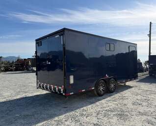 Thumbnail Photo of 2026 Royal 8.5x20 V Nose Cargo Enclosed Trailer Camping Package Blue w/ Blackout Pkg, Insulated, Ramp Door, White Walls, 2x Windows & More!