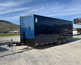 Thumbnail Photo of 2026 Royal 8.5x20 V Nose Cargo Enclosed Trailer Camping Package Blue w/ Blackout Pkg, Insulated, Ramp Door, White Walls, 2x Windows & More!