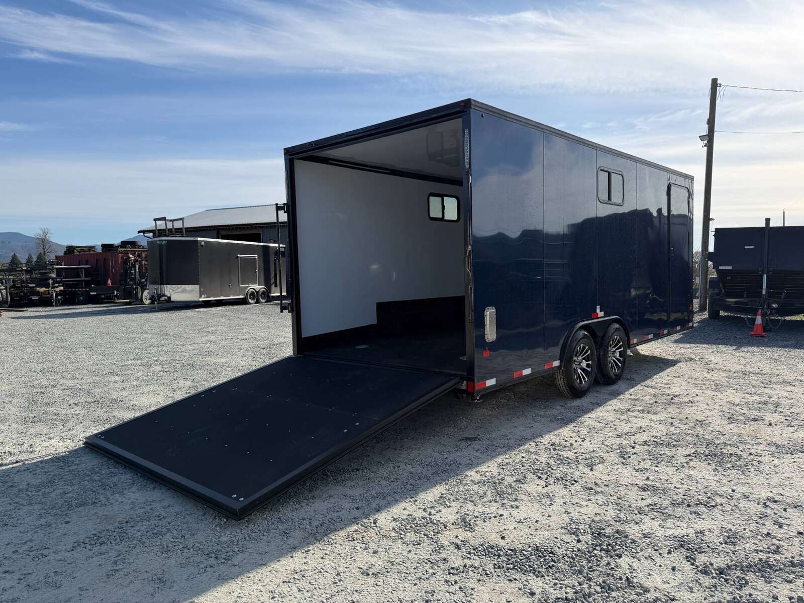Photo of 2026 Royal 8.5x20 V Nose Cargo Enclosed Trailer Camping Package Blue w/ Blackout Pkg, Insulated, Ramp Door, White Walls, 2x Windows & More!