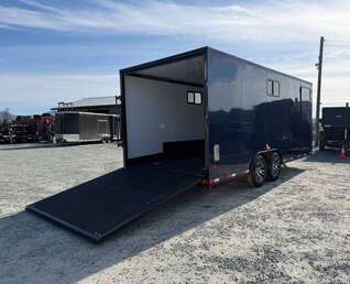 Thumbnail Photo of 2026 Royal 8.5x20 V Nose Cargo Enclosed Trailer Camping Package Blue w/ Blackout Pkg, Insulated, Ramp Door, White Walls, 2x Windows & More!