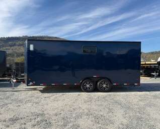 Thumbnail Photo of 2026 Royal 8.5x20 V Nose Cargo Enclosed Trailer Camping Package Blue w/ Blackout Pkg, Insulated, Ramp Door, White Walls, 2x Windows & More!