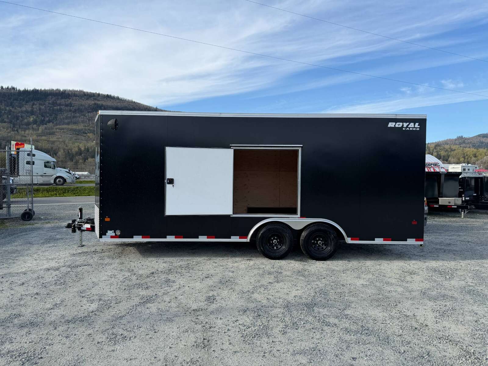 Photo of 2026 Royal Cargo 8.5x20 SIDE ESCAPE DOOR +V Nose 11,400lb Cargo / Enclosed Trailer Car Hauler Extra Height Ramp Door Black (GSR)