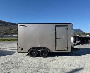 Thumbnail Photo of 2026 Royal Cargo 7X14 V Nose 7700LB GVW RAMP DOOR Pewter w/ Blackout Package Enclosed Cargo Trailer Extra Tall (GSR)