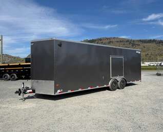 Thumbnail Photo of 2026 Royal Cargo 8.5x24 V Nose Car Hauler Cargo / Enclosed Trailer w/ Side Escape Door 11,400lb GVW Charcoal Grey Ramp Door Extra Height