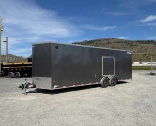 Thumbnail Photo of 2026 Royal Cargo 8.5x24 V Nose Car Hauler Cargo / Enclosed Trailer w/ Side Escape Door 11,400lb GVW Charcoal Grey Ramp Door Extra Height