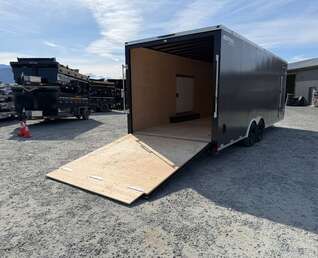 Thumbnail Photo of 2026 Royal Cargo 8.5x24 V Nose Car Hauler Cargo / Enclosed Trailer w/ Side Escape Door 11,400lb GVW Charcoal Grey Ramp Door Extra Height
