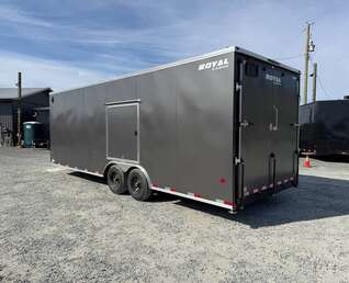 Thumbnail Photo of 2026 Royal Cargo 8.5x24 V Nose Car Hauler Cargo / Enclosed Trailer w/ Side Escape Door 11,400lb GVW Charcoal Grey Ramp Door Extra Height