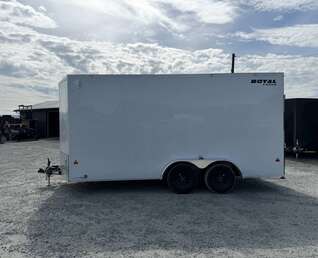 Thumbnail Photo of 2026 Royal 7.5X16 V-NOSE RAMP DOOR EXTRA HEIGHT Cargo / Enclosed Trailer White 7700lb GVW (GSR)