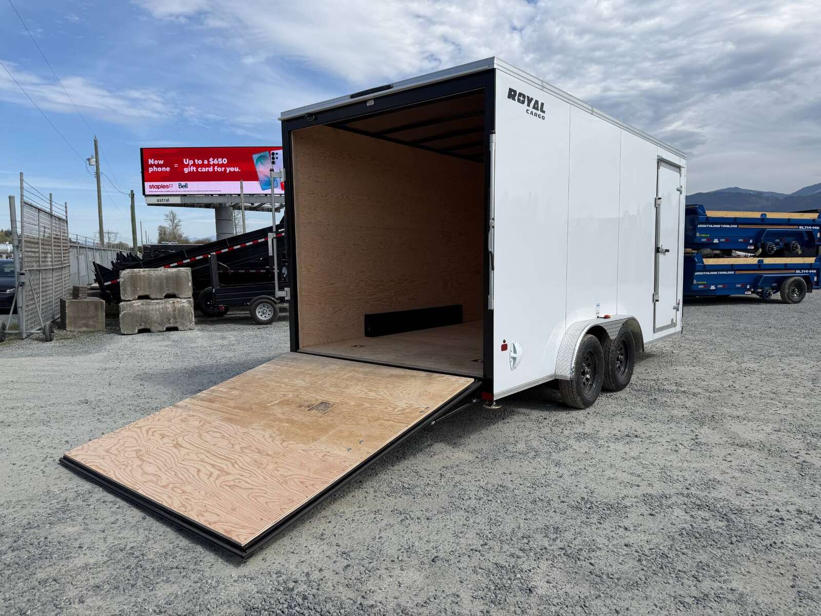 Photo of 2026 Royal 7.5X16 V-NOSE RAMP DOOR EXTRA HEIGHT Cargo / Enclosed Trailer White 7700lb GVW (GSR)