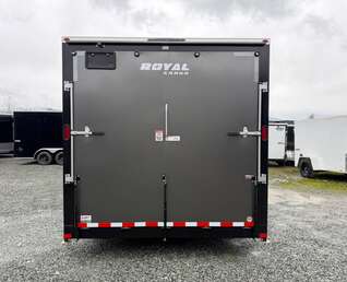 Thumbnail Photo of **SCRATCH SALE** 2026 Royal Cargo 8.5x24 V Nose Car Hauler Cargo / Enclosed Trailer 11,400lb GVW Charcoal Grey Ramp Door Extra Height (GSR)