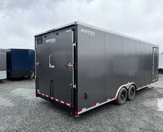 Thumbnail Photo of **SCRATCH SALE** 2026 Royal Cargo 8.5x24 V Nose Car Hauler Cargo / Enclosed Trailer 11,400lb GVW Charcoal Grey Ramp Door Extra Height (GSR)