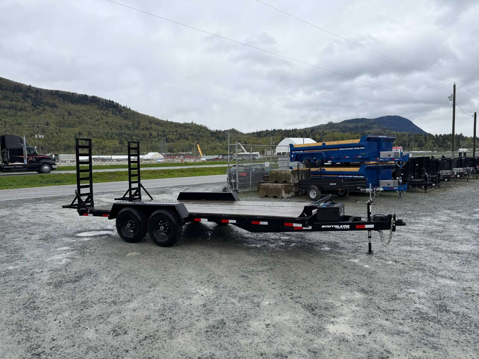 Photo of Pre Owned Used 2024 Southland 7X18 15,400LB GVW Equipment Flat Deck Trailer w/ Stand Up Ramps