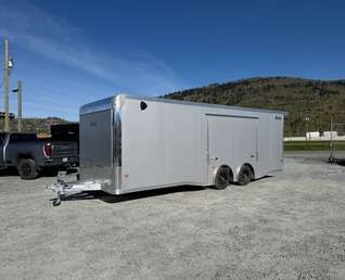 Thumbnail Photo of 2026 ALCOM ALUMINUM 8.5x24 CAR TRAILER 9900lb GVW SILVER LARGE ESCAPE SIDE DOOR CARGO ENCLOSED