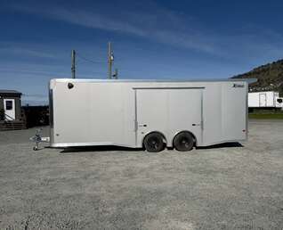 Thumbnail Photo of 2026 ALCOM ALUMINUM 8.5x24 CAR TRAILER 9900lb GVW SILVER LARGE ESCAPE SIDE DOOR CARGO ENCLOSED