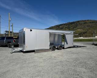 Thumbnail Photo of 2026 ALCOM ALUMINUM 8.5x24 CAR TRAILER 9900lb GVW SILVER LARGE ESCAPE SIDE DOOR CARGO ENCLOSED