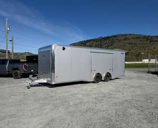 Thumbnail Photo of 2026 ALCOM ALUMINUM 8.5x24 CAR TRAILER 9900lb GVW SILVER LARGE ESCAPE SIDE DOOR CARGO ENCLOSED