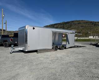 Thumbnail Photo of 2026 ALCOM ALUMINUM 8.5x24 CAR TRAILER 9900lb GVW SILVER LARGE ESCAPE SIDE DOOR CARGO ENCLOSED