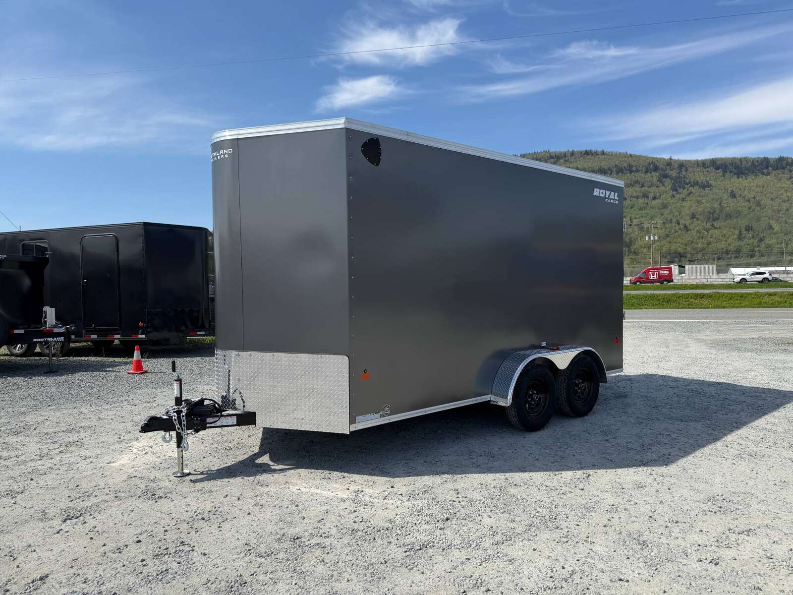 Photo of 2026 Royal 7x14 V Nose Cargo / Enclosed Trailer Extra Height Ramp Door Charcoal Grey 7700lb GVW (GSR)