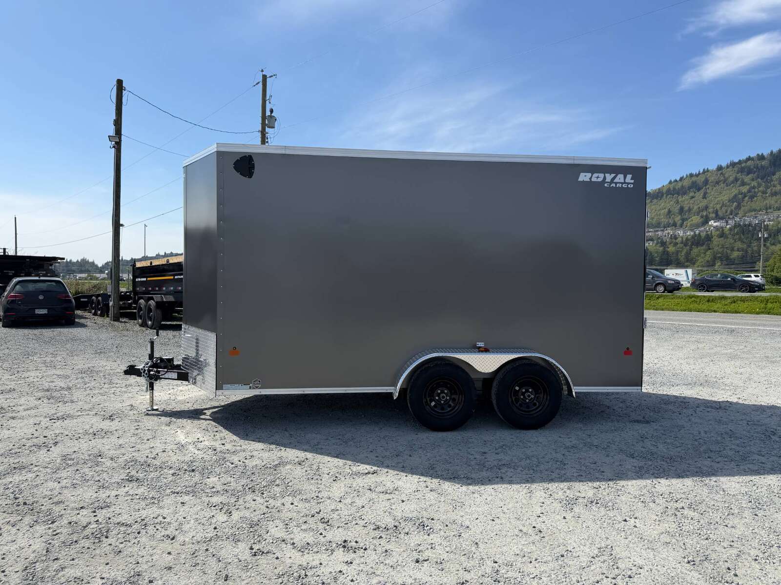 Photo of 2026 Royal 7x14 V Nose Cargo / Enclosed Trailer Extra Height Ramp Door Charcoal Grey 7700lb GVW (GSR)