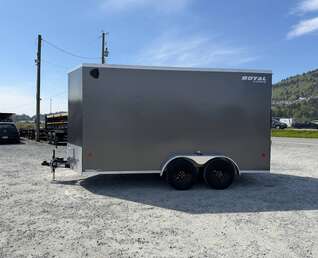 Thumbnail Photo of 2026 Royal 7x14 V Nose Cargo / Enclosed Trailer Extra Height Ramp Door Charcoal Grey 7700lb GVW (GSR)