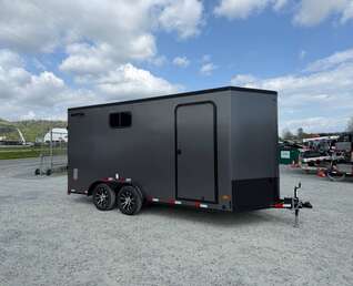 Thumbnail Photo of 2026 Royal 7.5x16 Cargo Enclosed Trailer Insulated Camping Package w/ Black Trim, Side Windows, Ramp Door, Charcoal Grey