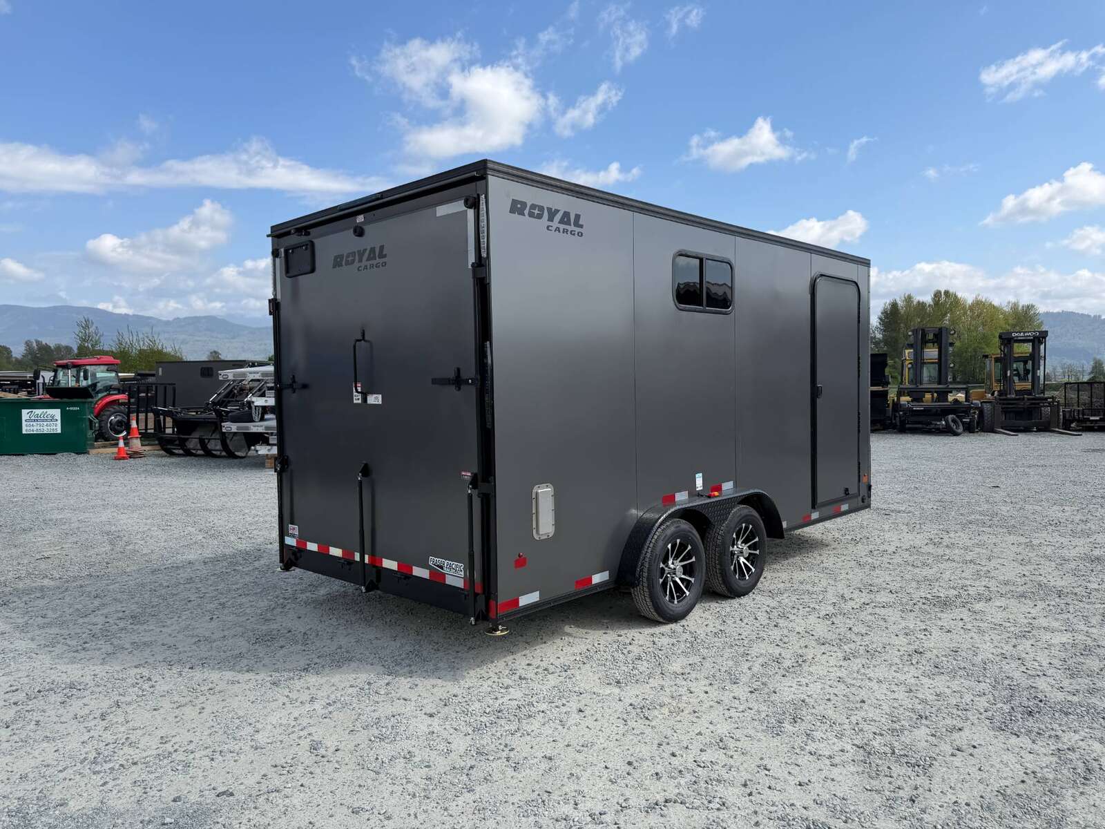Photo of 2026 Royal 7.5x16 Cargo Enclosed Trailer Insulated Camping Package w/ Black Trim, Side Windows, Ramp Door, Charcoal Grey
