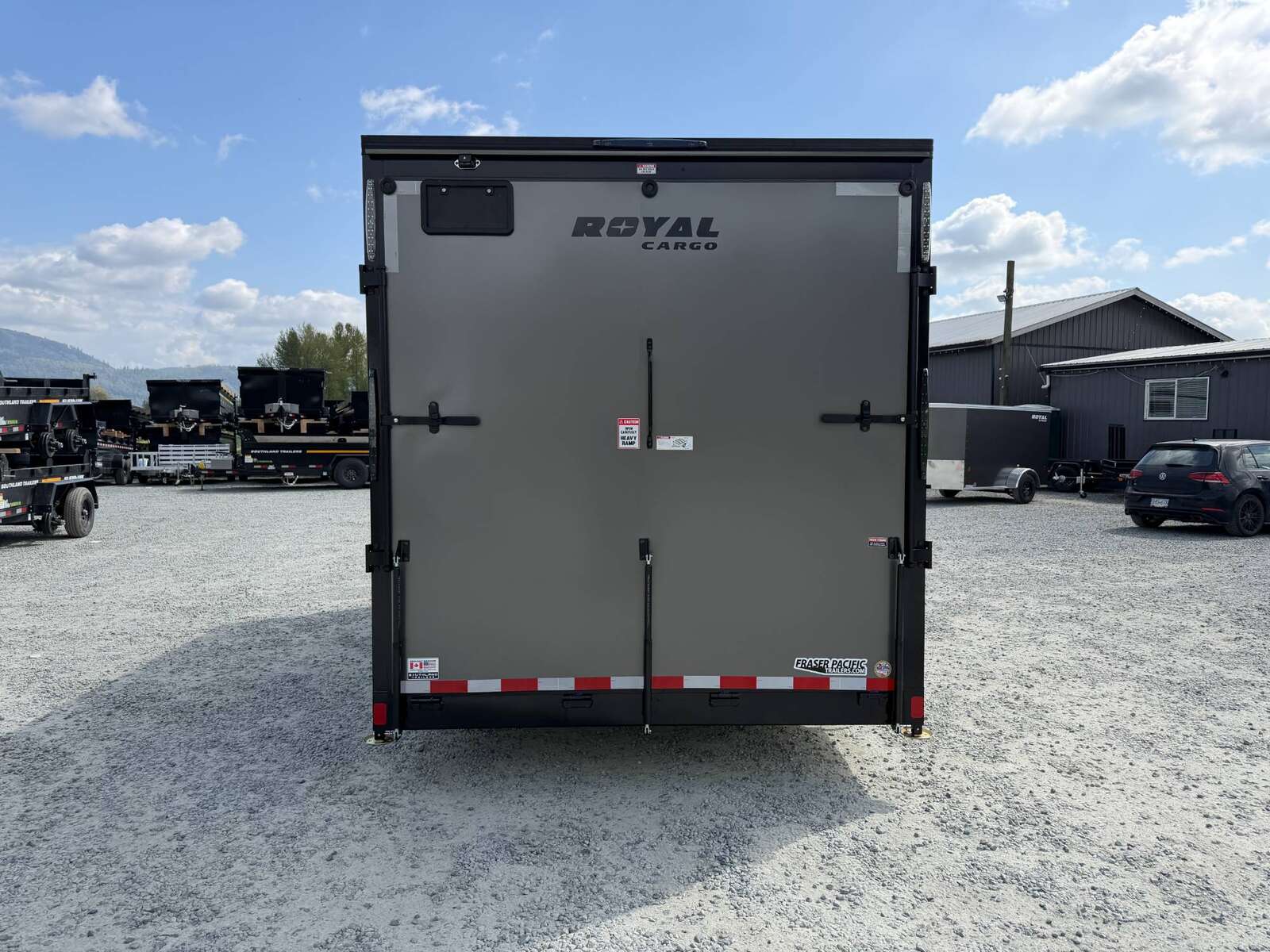 Photo of 2026 Royal 7.5x16 Cargo Enclosed Trailer Insulated Camping Package w/ Black Trim, Side Windows, Ramp Door, Charcoal Grey