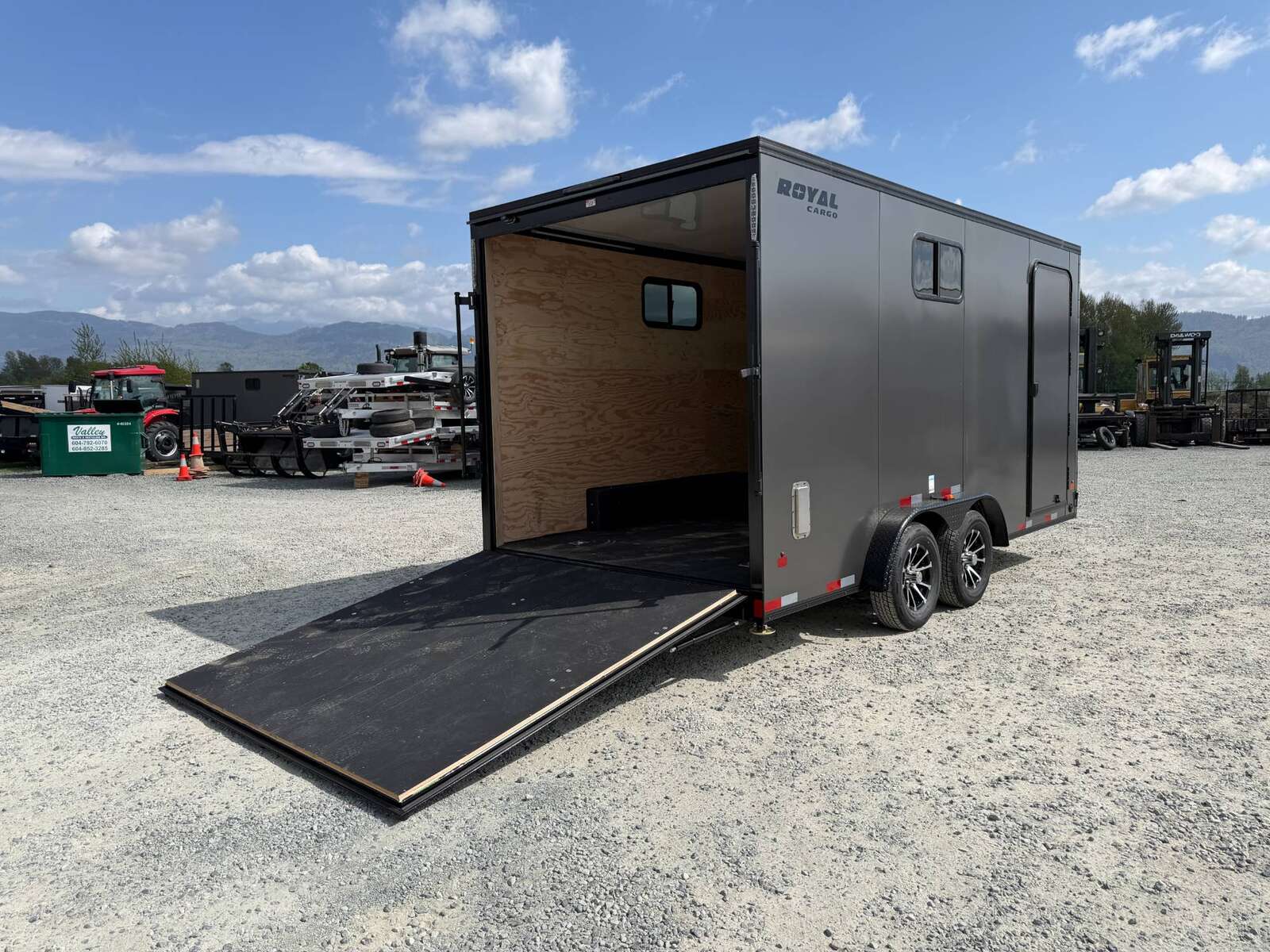 Photo of 2026 Royal 7.5x16 Cargo Enclosed Trailer Insulated Camping Package w/ Black Trim, Side Windows, Ramp Door, Charcoal Grey