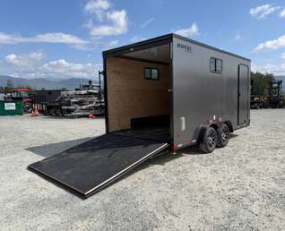 Thumbnail Photo of 2026 Royal 7.5x16 Cargo Enclosed Trailer Insulated Camping Package w/ Black Trim, Side Windows, Ramp Door, Charcoal Grey