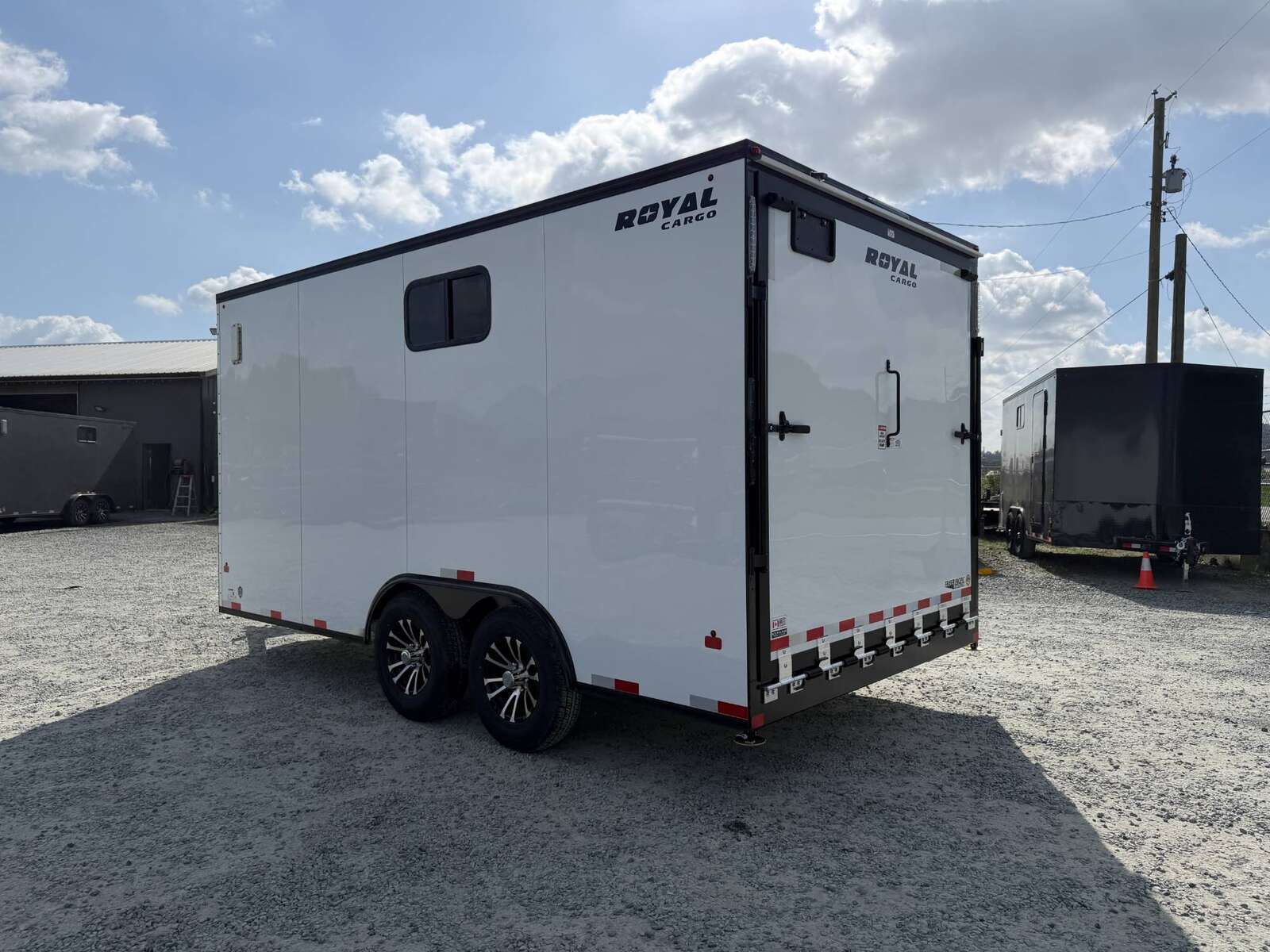 Photo of 2026 Royal 8.5x16 V Nose Cargo Enclosed Trailer Camping Package White w/ Blackout Pkg, Insulated, Ramp Door, White Walls, 2x Windows & More!
