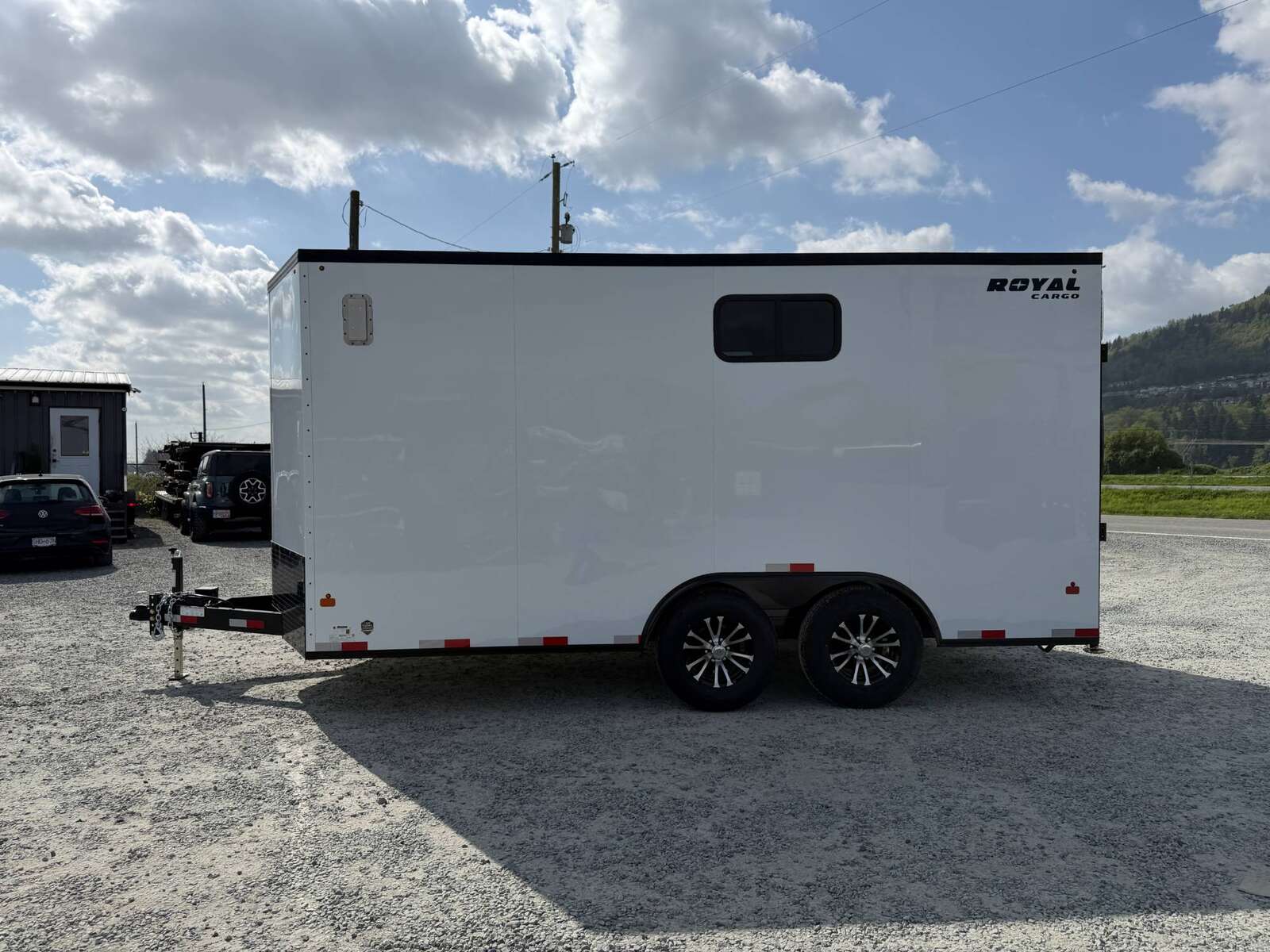 Photo of 2026 Royal 8.5x16 V Nose Cargo Enclosed Trailer Camping Package White w/ Blackout Pkg, Insulated, Ramp Door, White Walls, 2x Windows & More!
